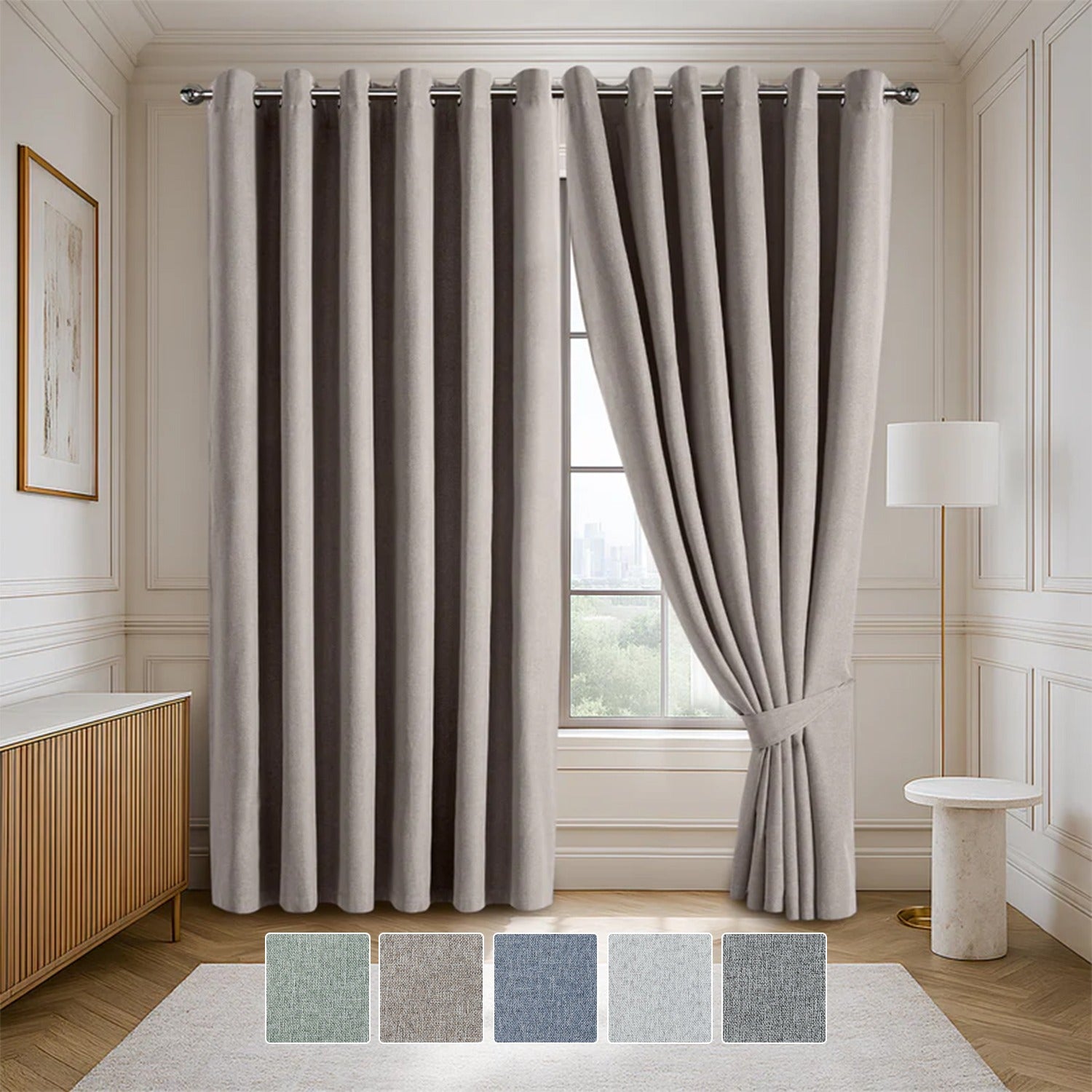 Linen Blackout Eyelet Curtains 135 GSM – Thermal Curtains For Living Room