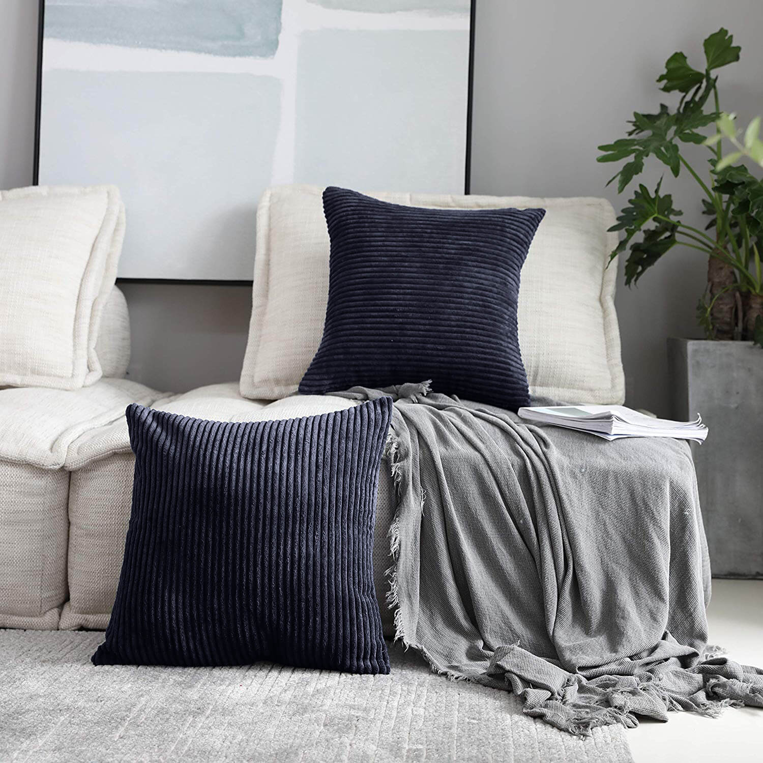 Striped Velvet Cushion Covers