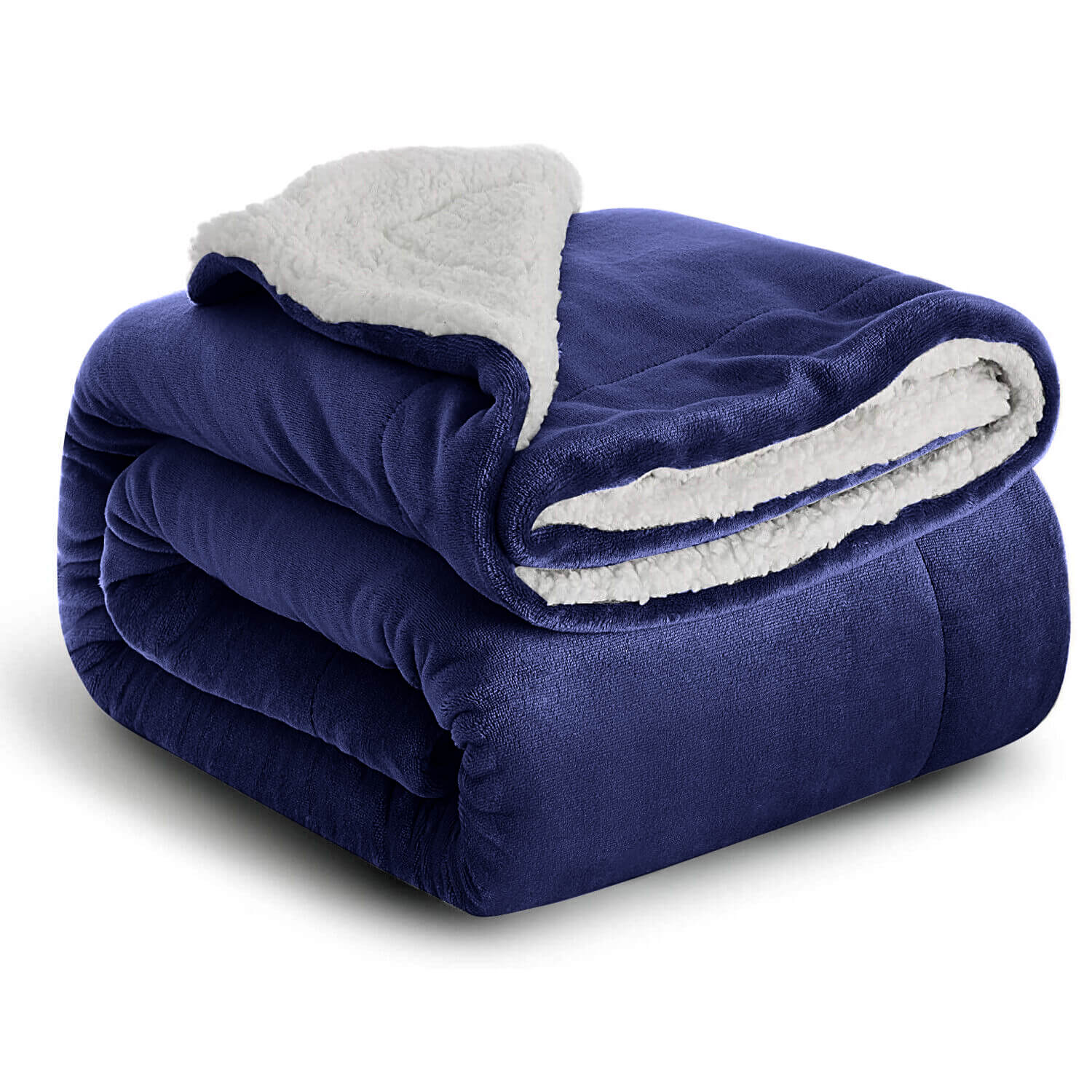 Navy Sherpa Throw Blanket