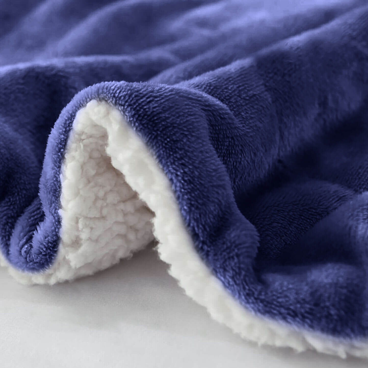 Navy Sherpa Throw Blanket