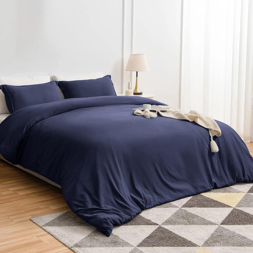 Plain Duvet Cover with Pillowcases Set