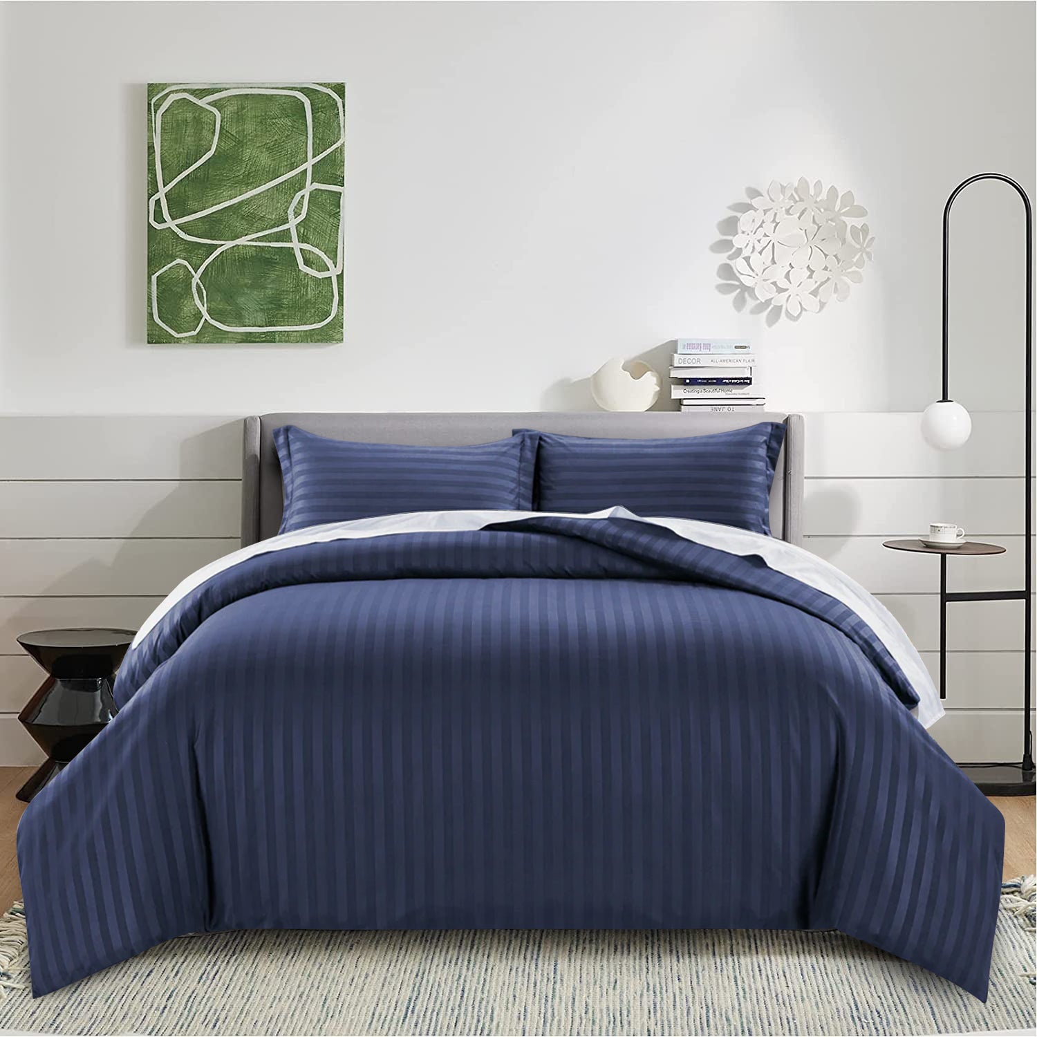 Navy Striped Duvet Cover