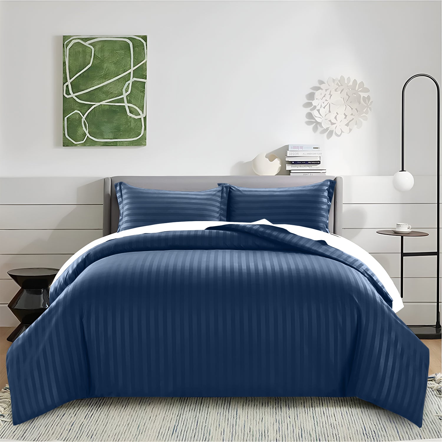 Satin Stripe Duvet Cover Set Luxury Hotel Style Bedding Single Double King Super King Size