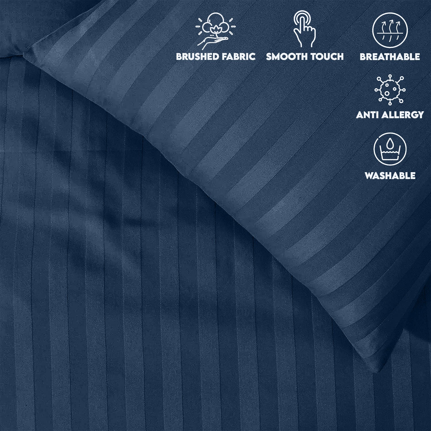 4 Piece Stripe Bedding Set - Duvet Cover, Pillowcases & Fitted Sheet