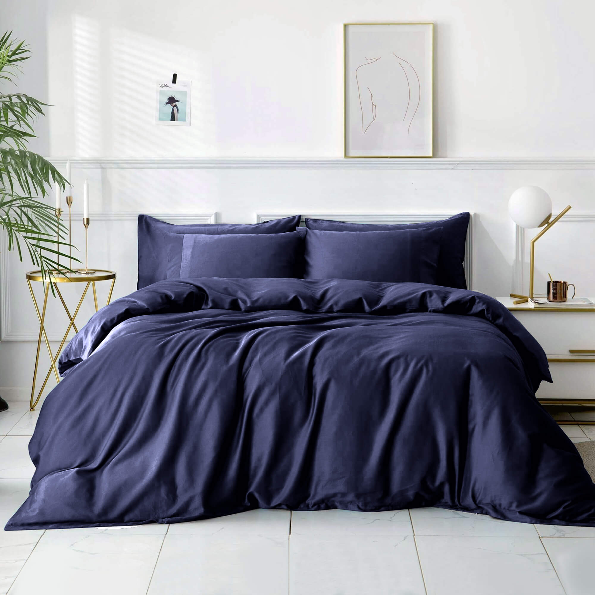 Navy Plain Duvet Cover Set