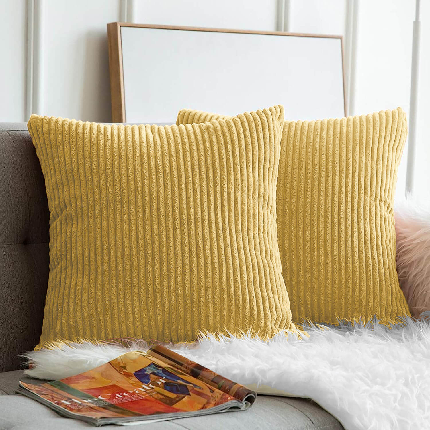 Striped Velvet Cushion Covers