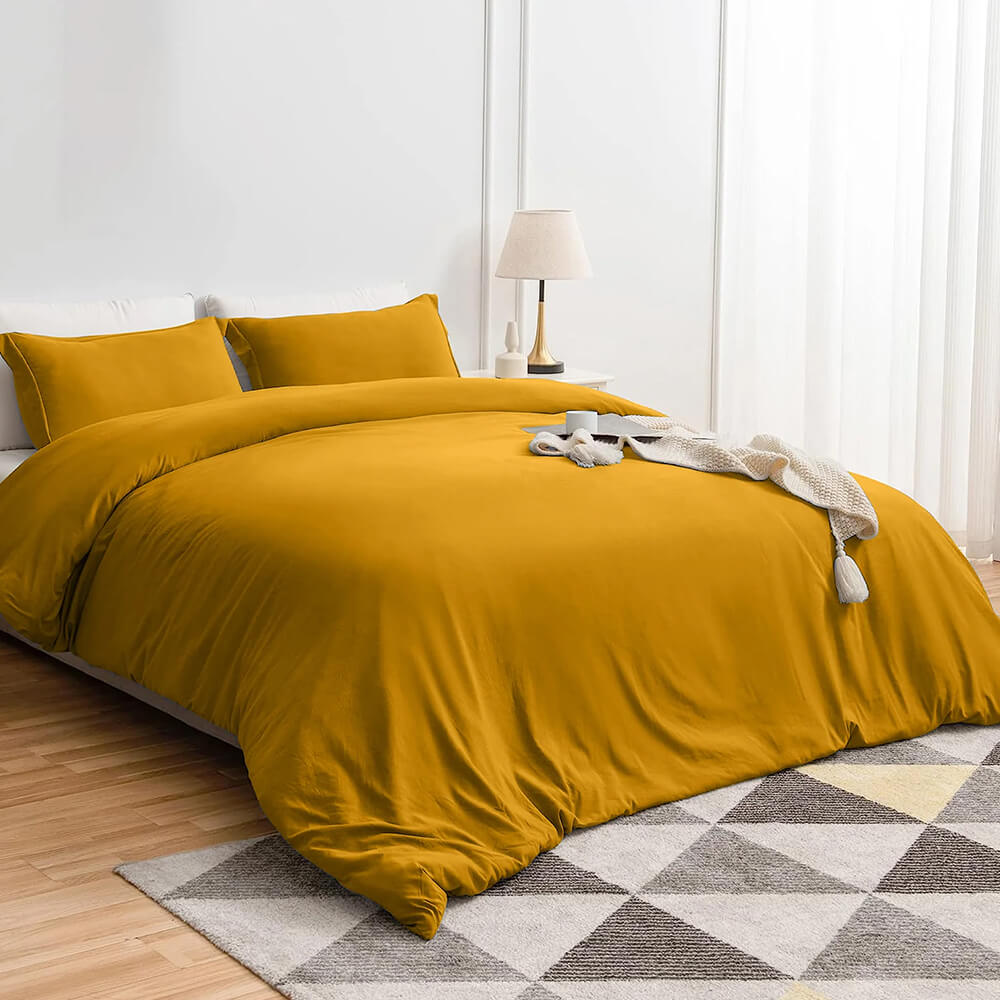 Plain Duvet Cover with Pillowcases Set