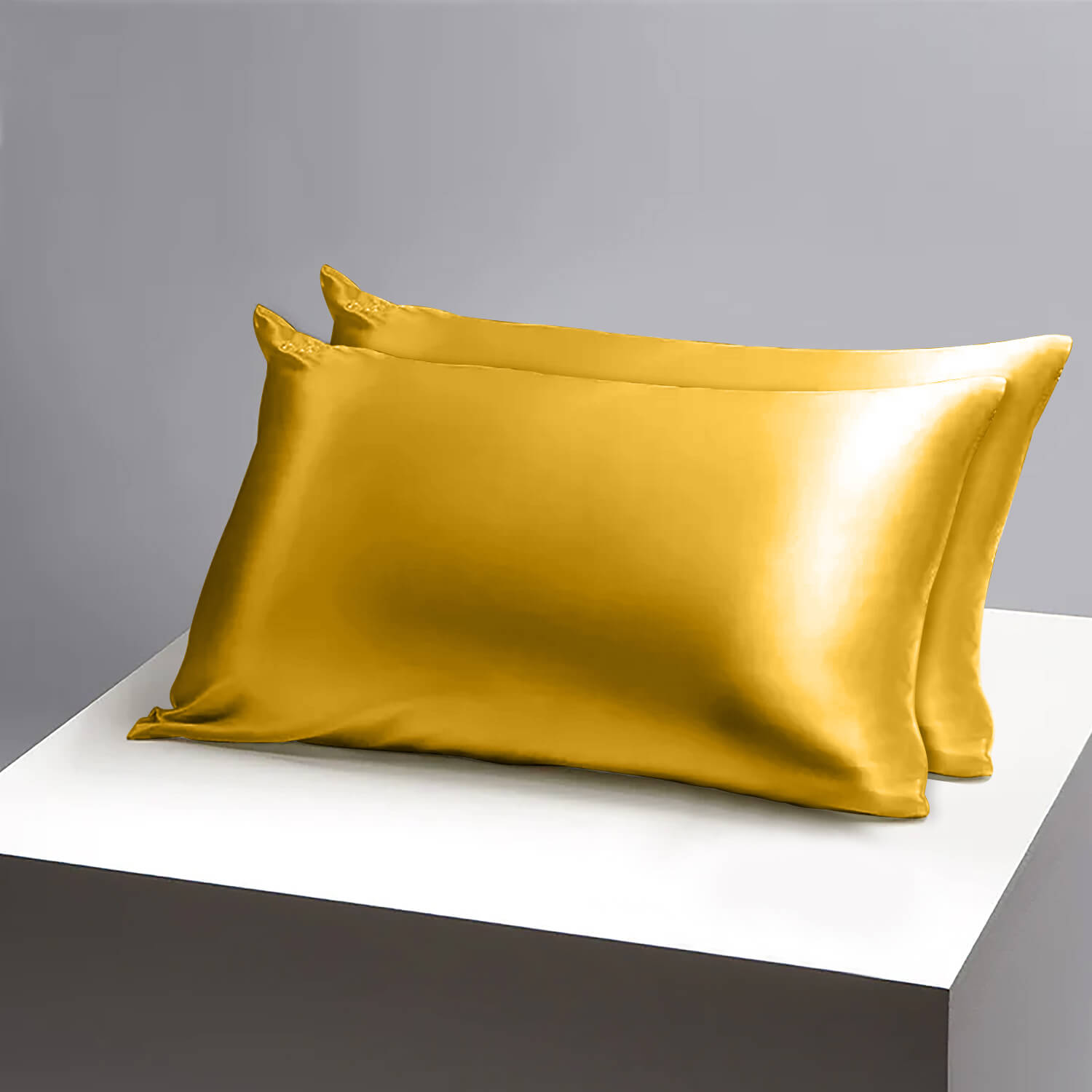 Ochre Satin Silk Pillowcases Pair