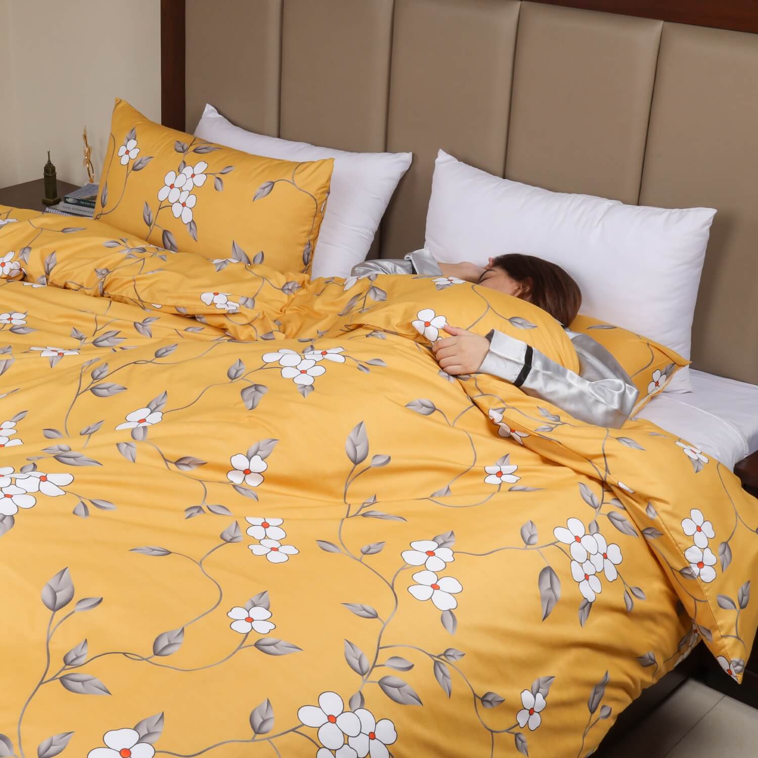 Printed Duvet Cover Ochre Flower