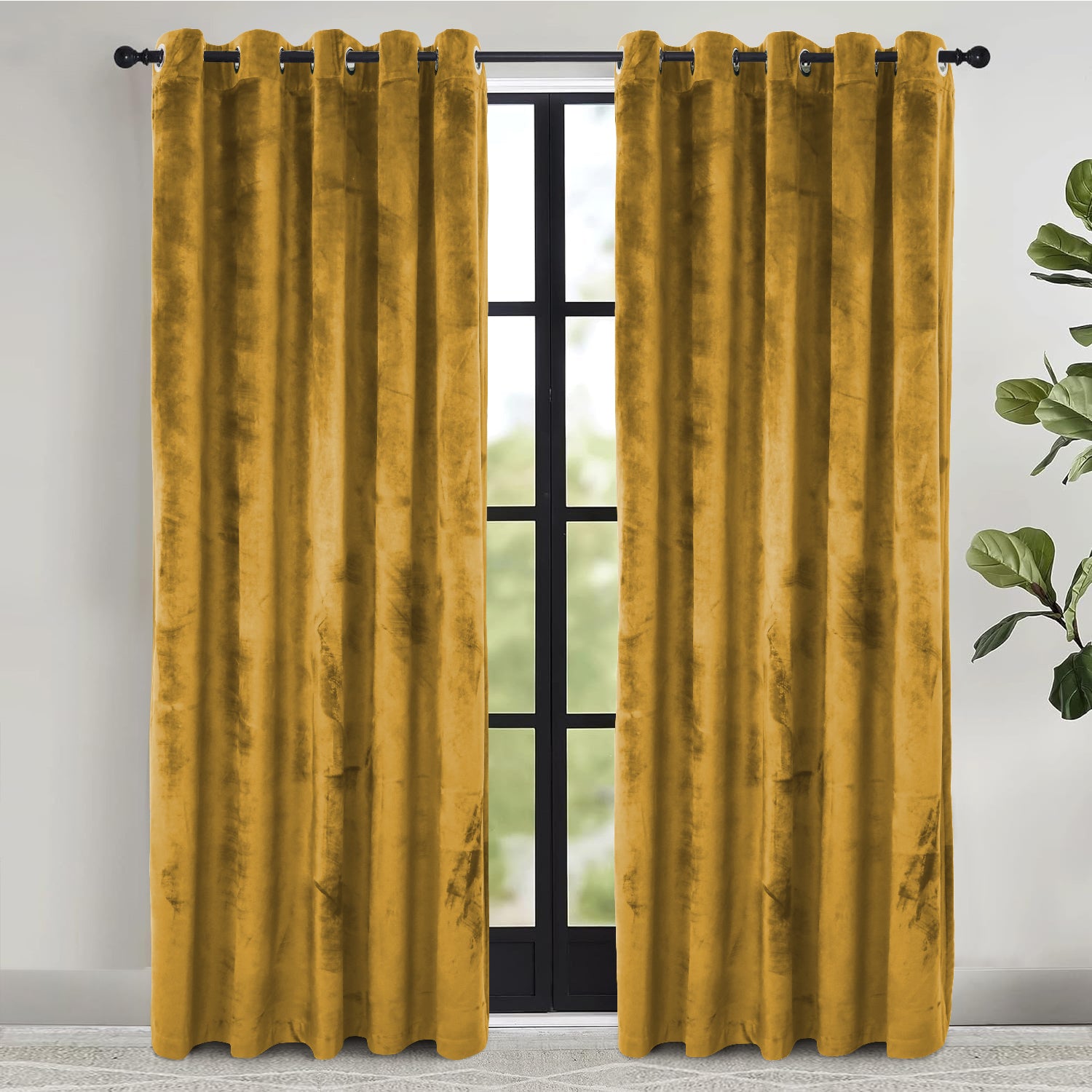 Velvet Eyelet Curtains Ready Made