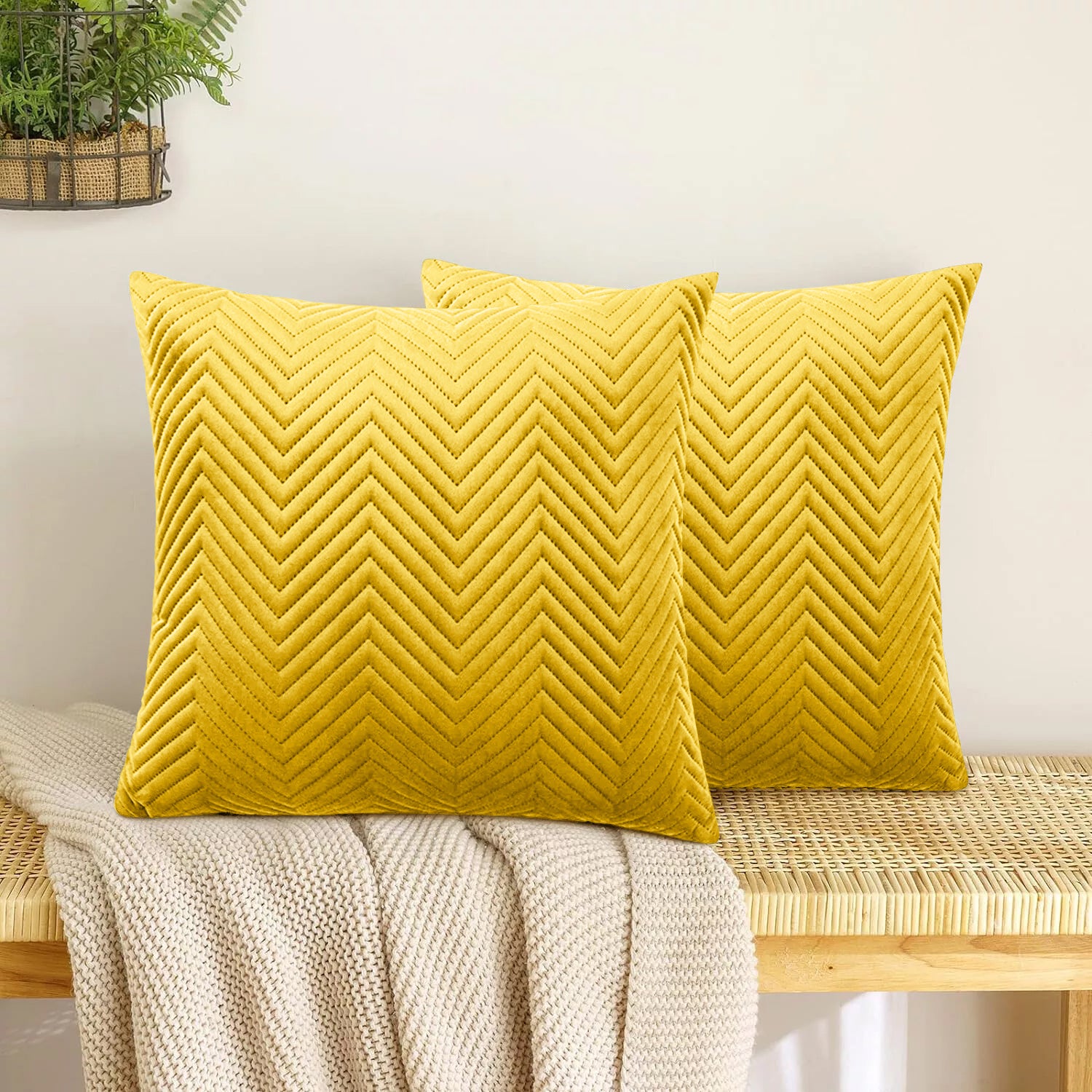 ochre embossed cushion covers