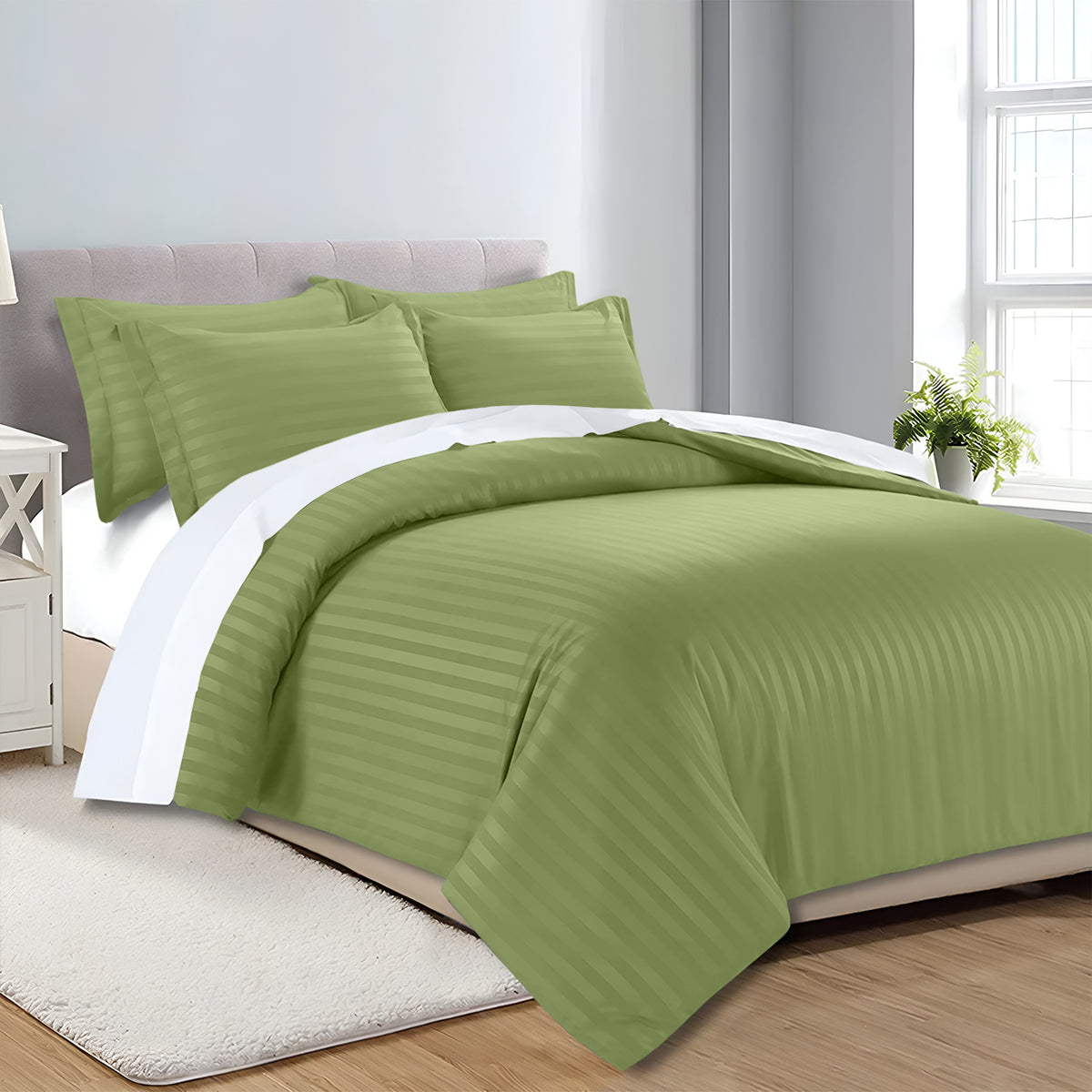 Satin Stripe Duvet Cover Set Luxury Hotel Style Bedding Single Double King Super King Size