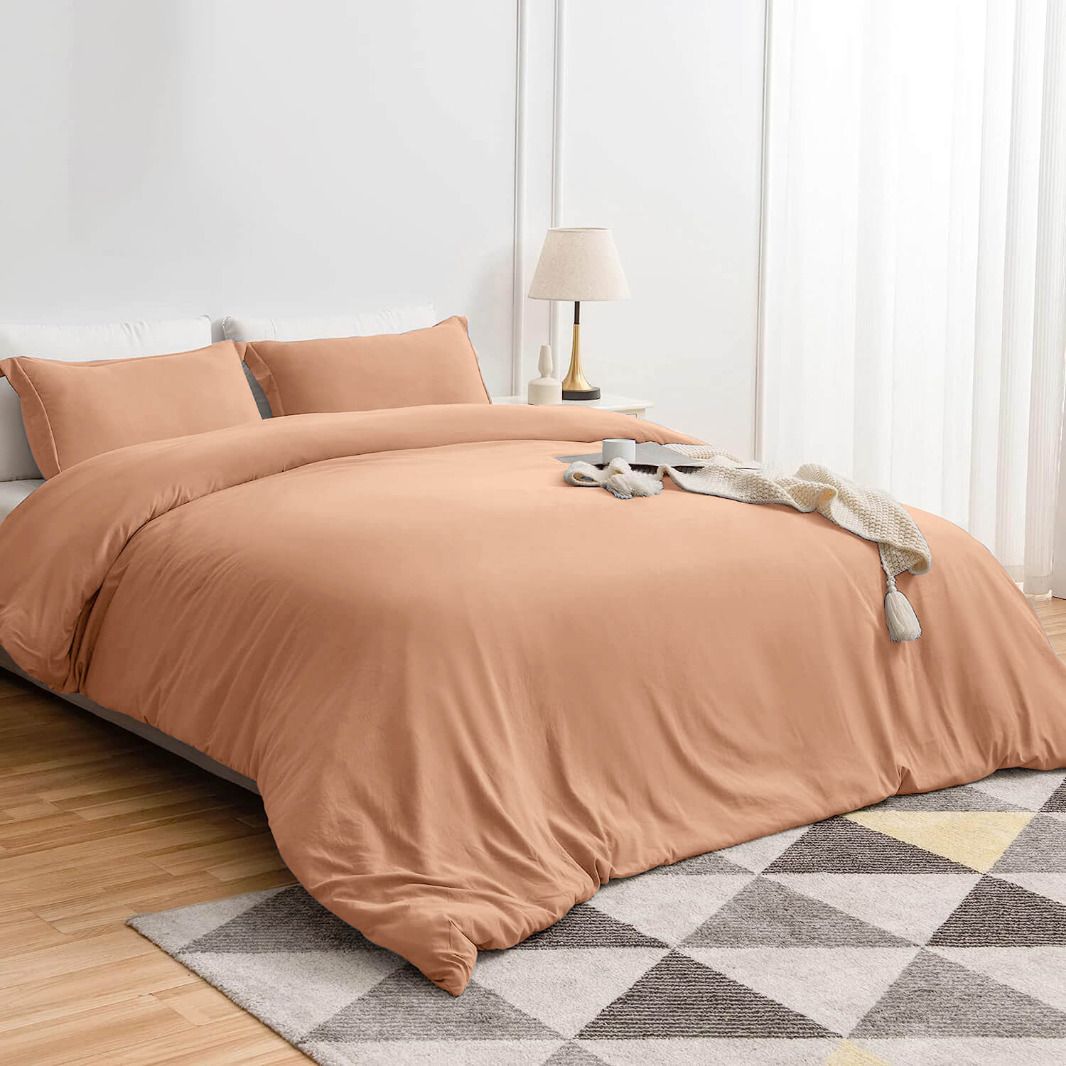 Plain Duvet Cover with Pillowcases Set