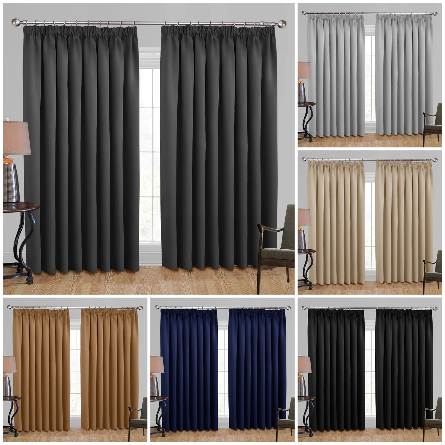 Pencil Pleat Blackout Curtains