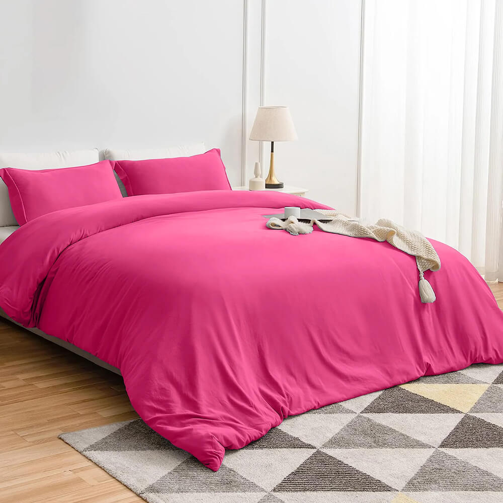 Plain Duvet Cover with Pillowcases Set