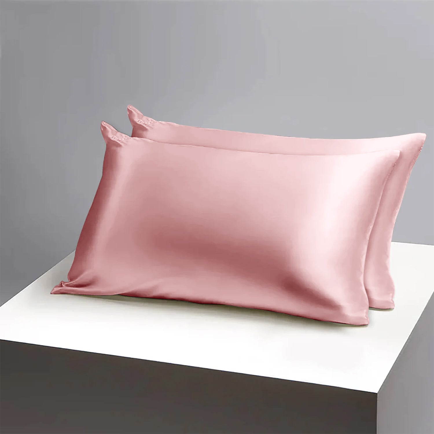 Pink Satin Silk Pillowcases Pair
