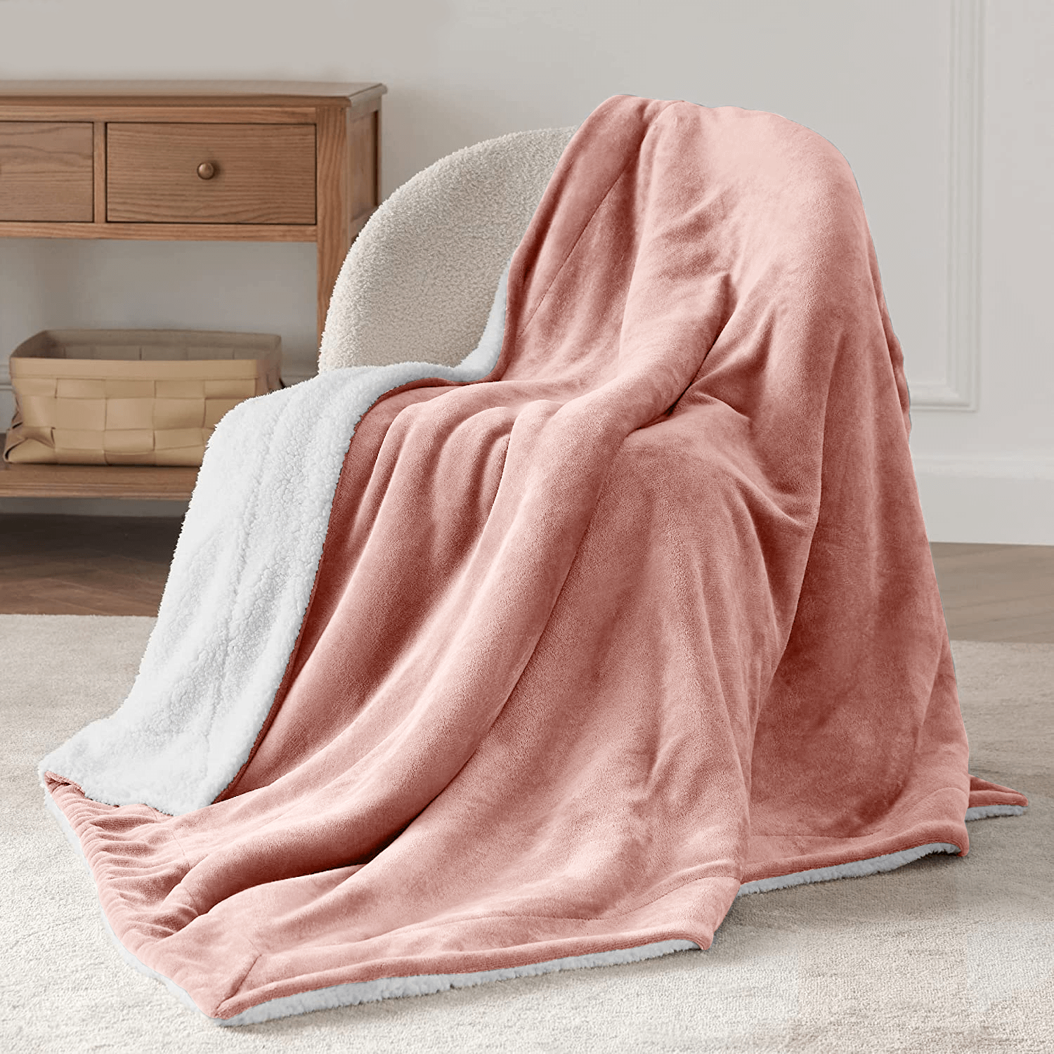 Pink Sherpa Throw Blanket