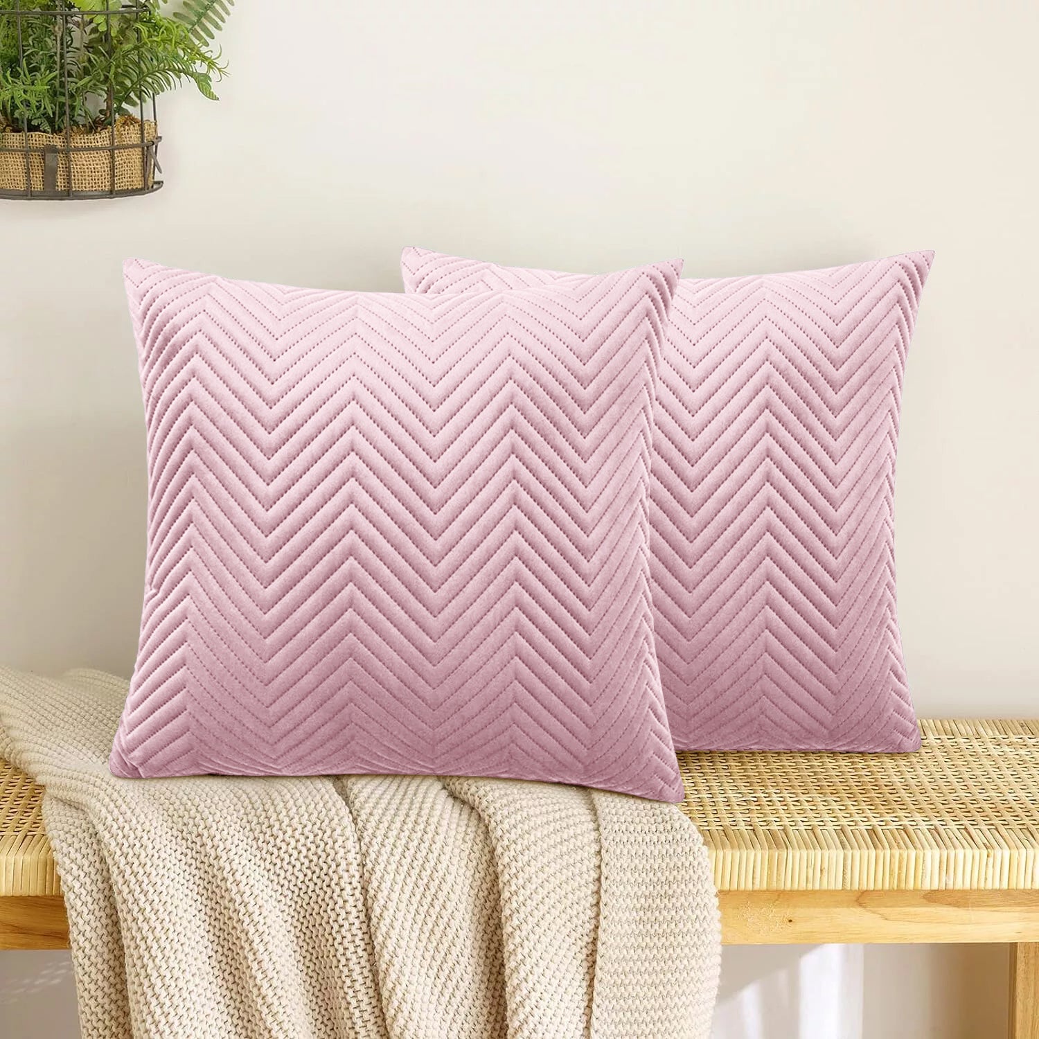pink embossed cushion covers