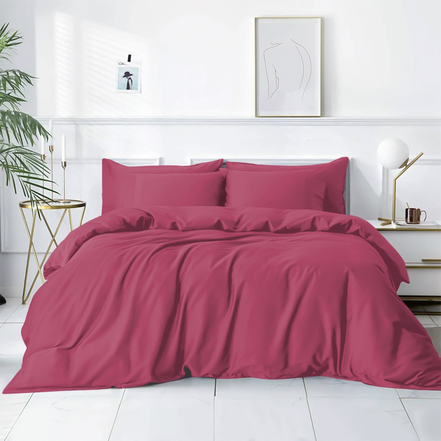 Plain Duvet Cover with Pillowcase Set