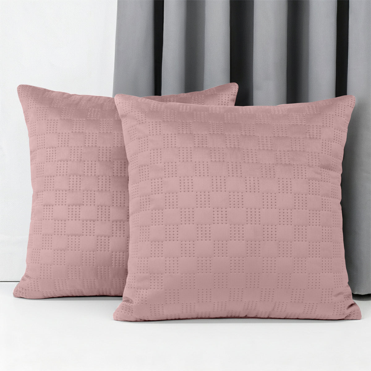 Checked Pattern Velvet Cushion Covers Pack Of 2