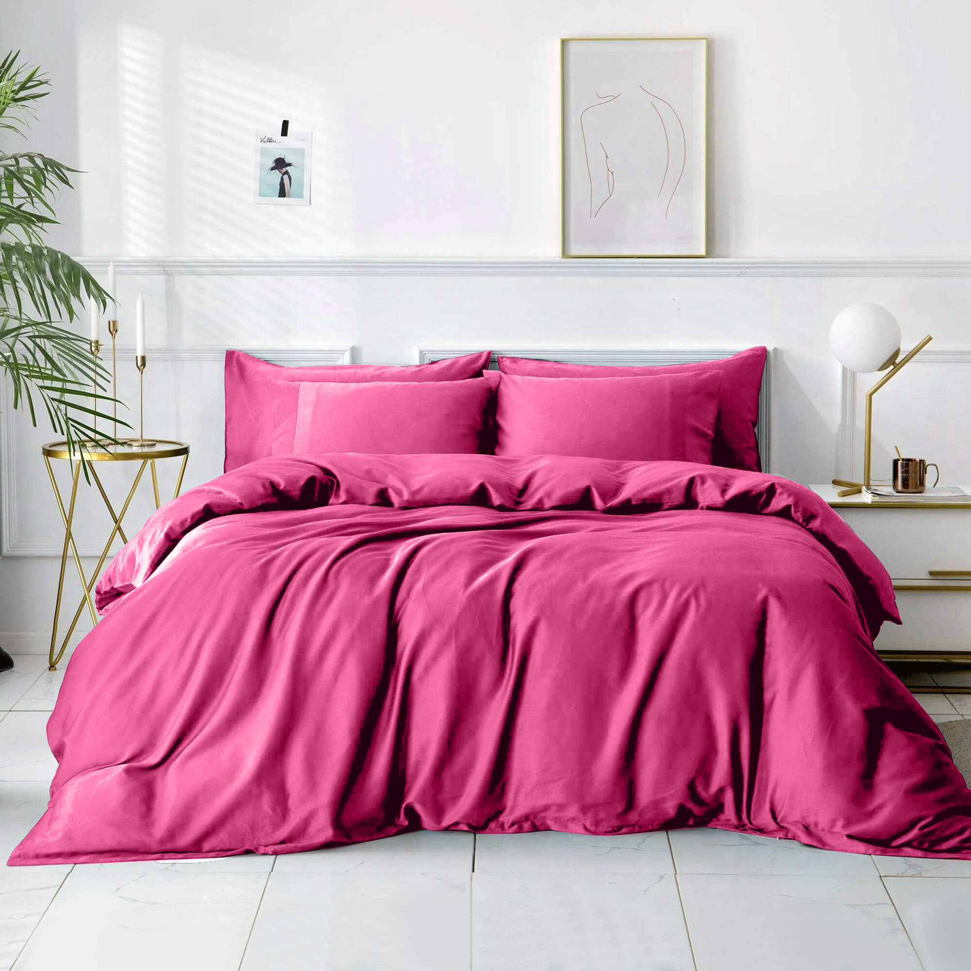 Pink Plain Duvet Cover Set