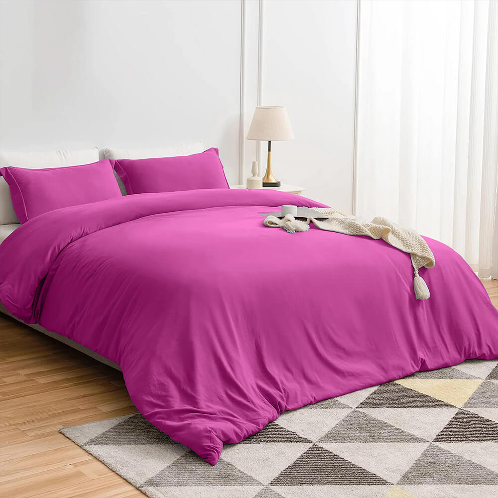 Plain Duvet Cover with Pillowcases Set