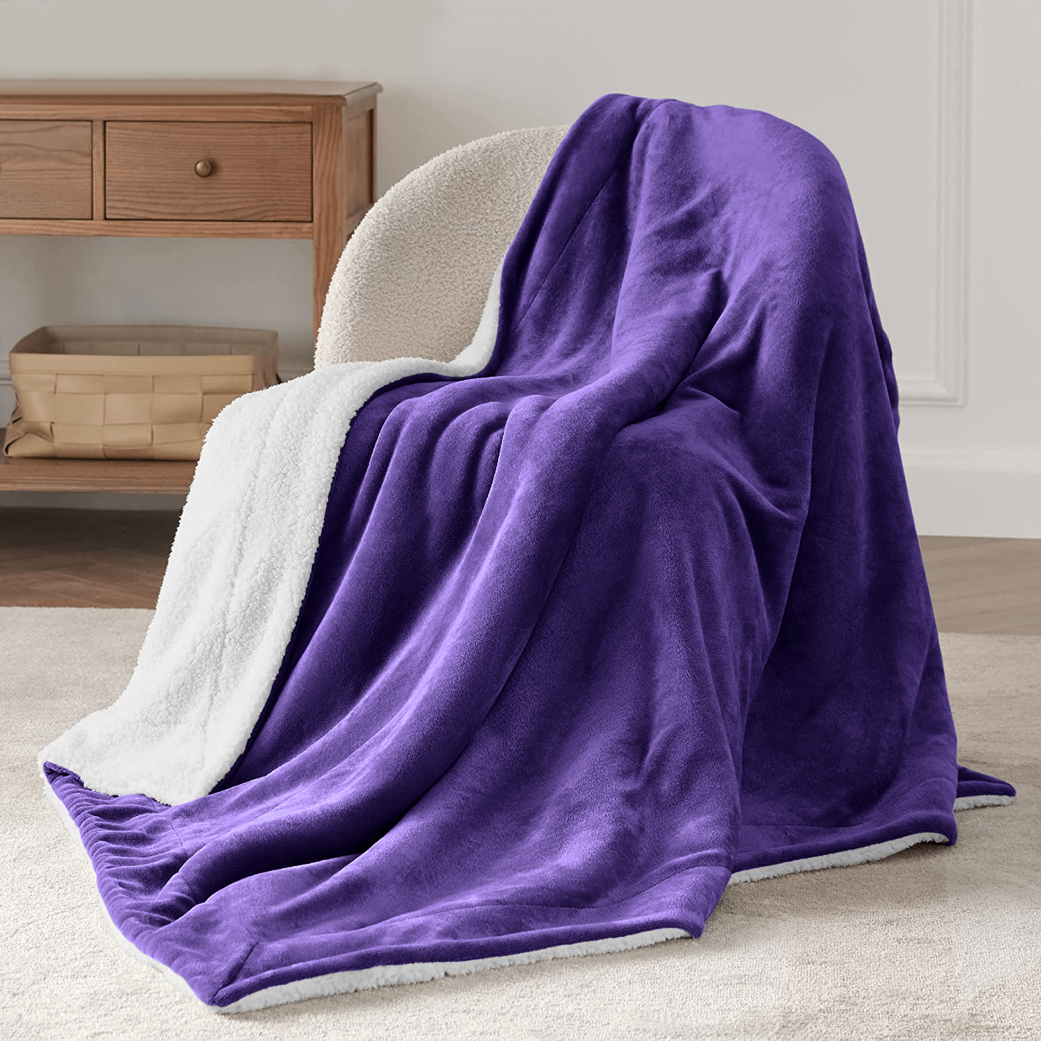 Purple Sherpa Throw Blanket