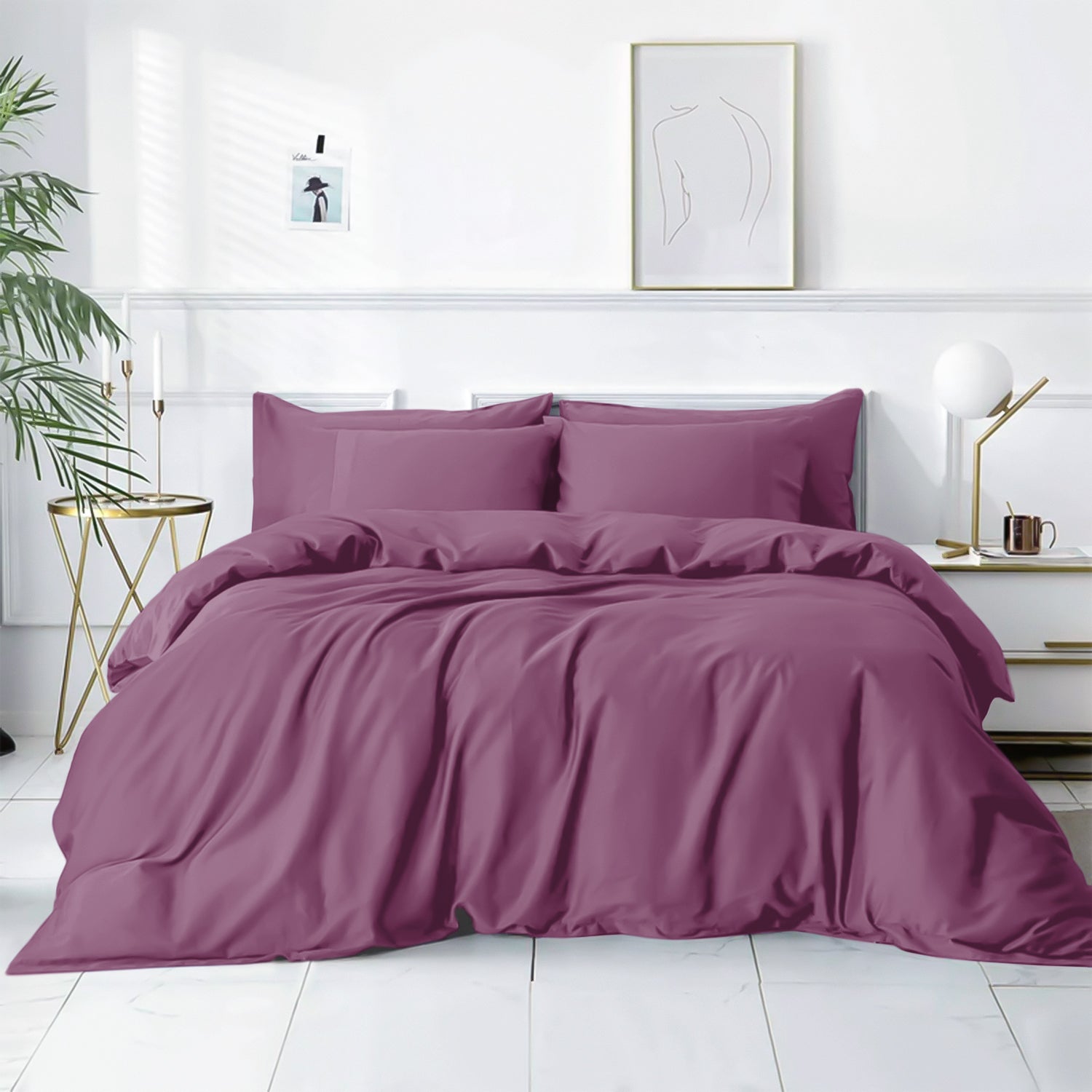 Plain Duvet Cover with Pillowcase Set