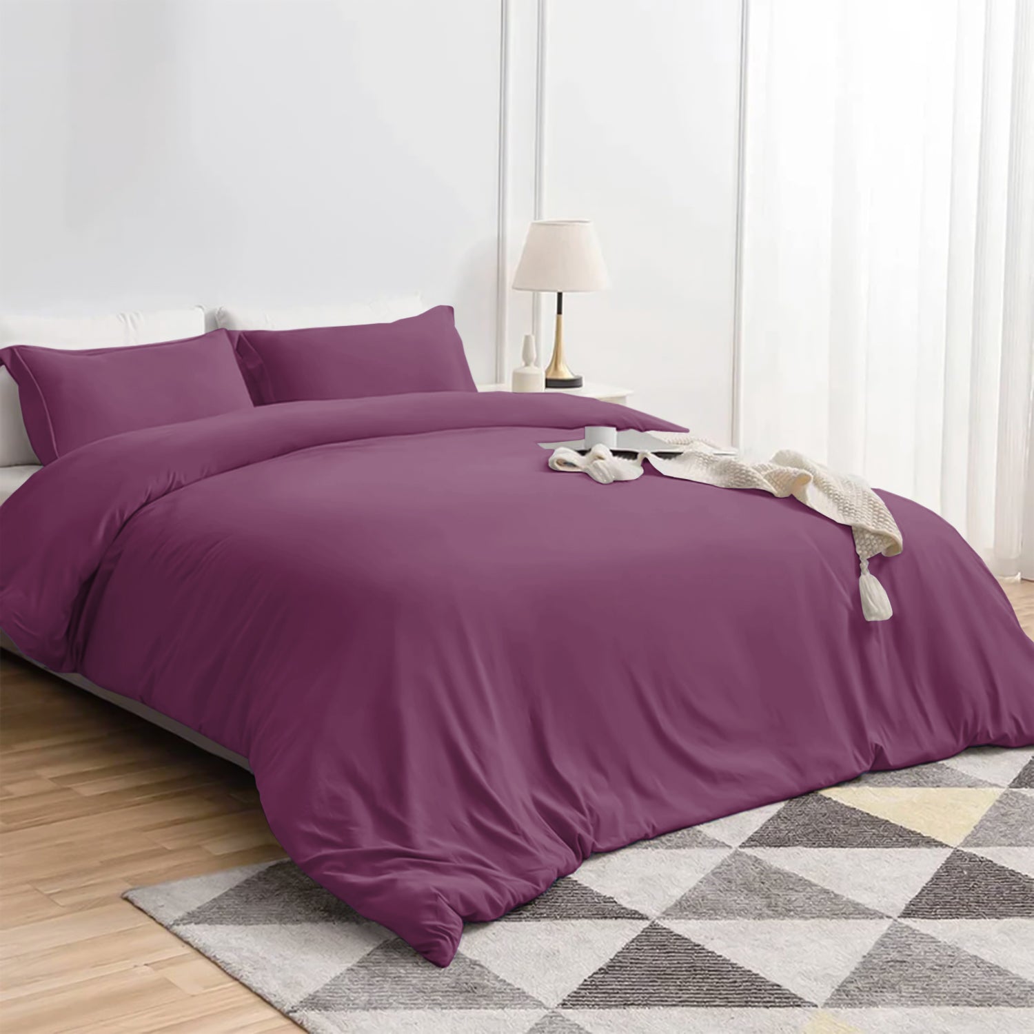 Plain Duvet Cover with Pillowcase Set