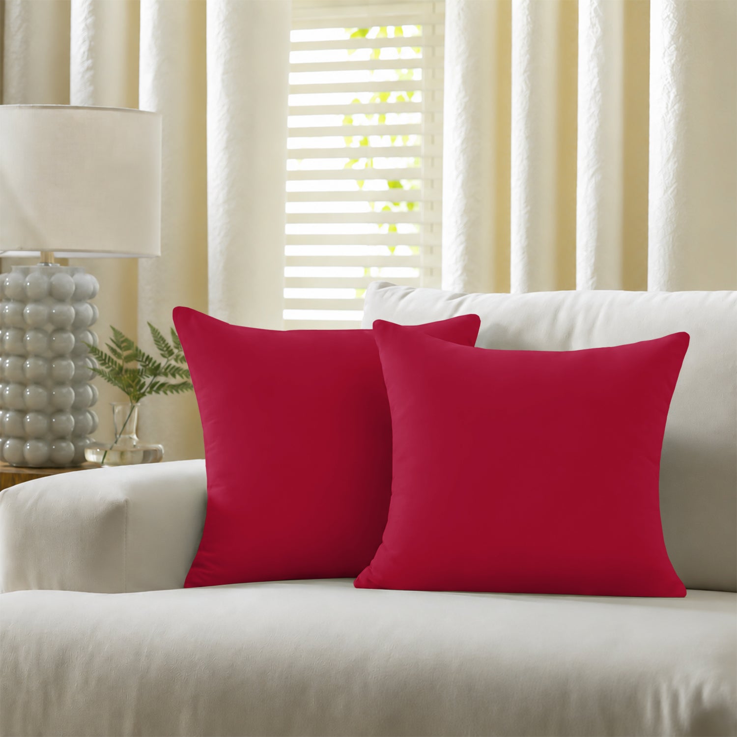 Pair of Microfibre Plain Cushion Covers for Bed & Living Room