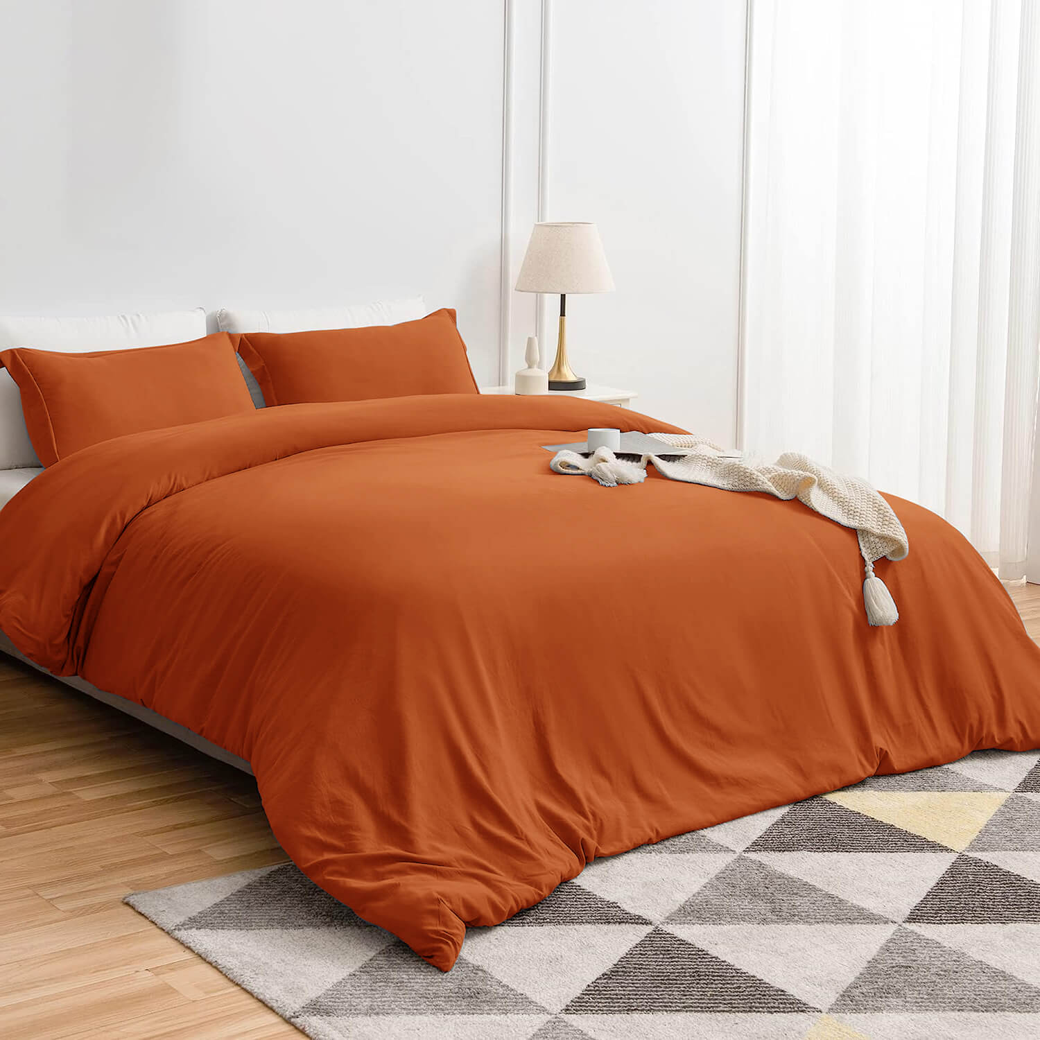 Plain Duvet Cover with Pillowcases Set