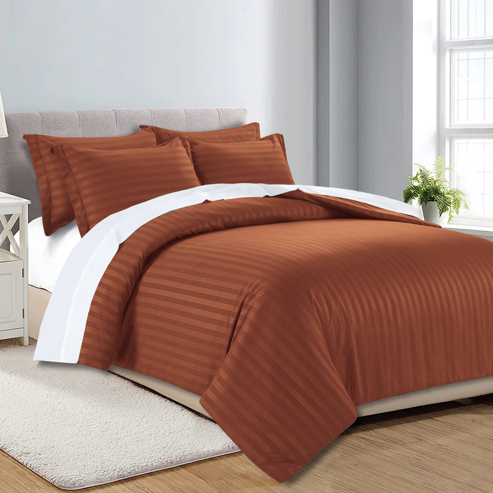 Rust Striped Duvet Cover