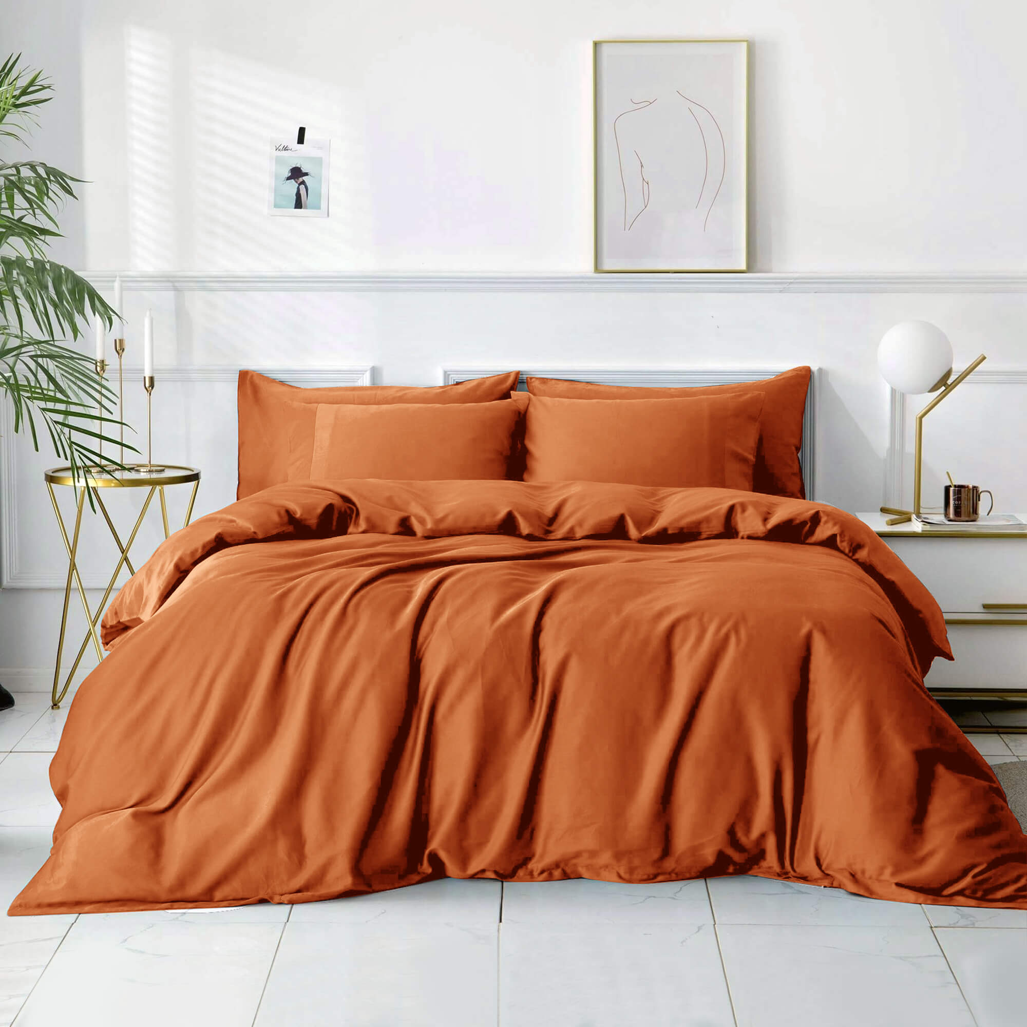 Rust Plain Duvet Cover Set