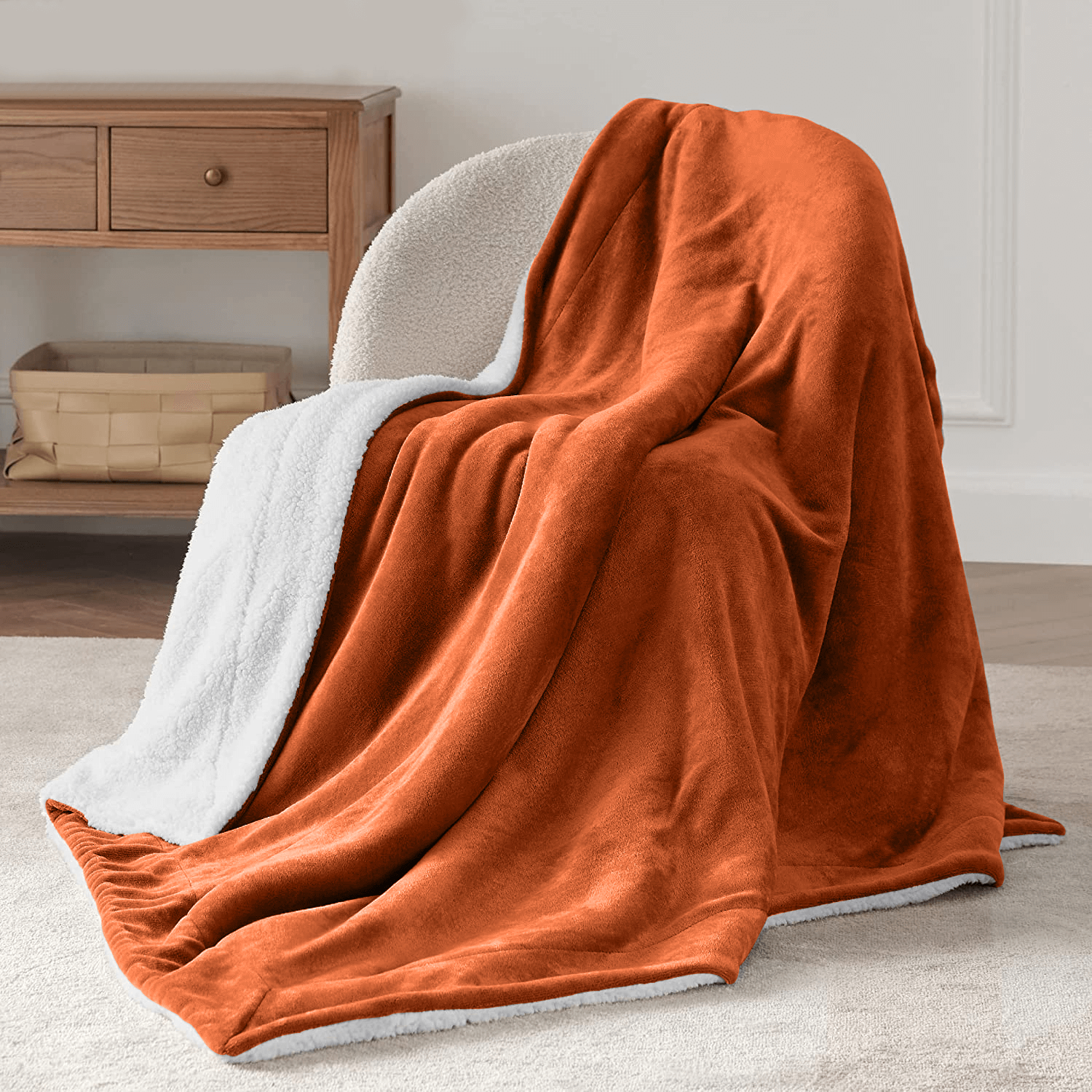 Rust Sherpa Throw Blanket
