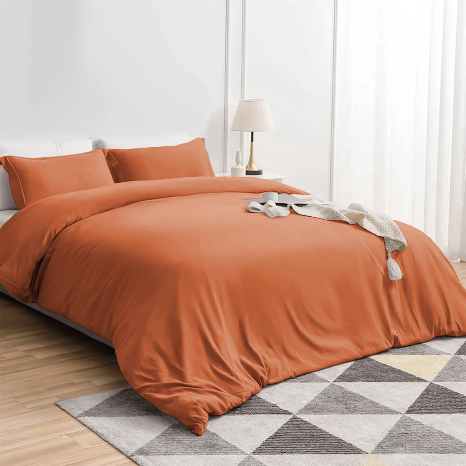 Plain Duvet Cover with Pillowcase Set