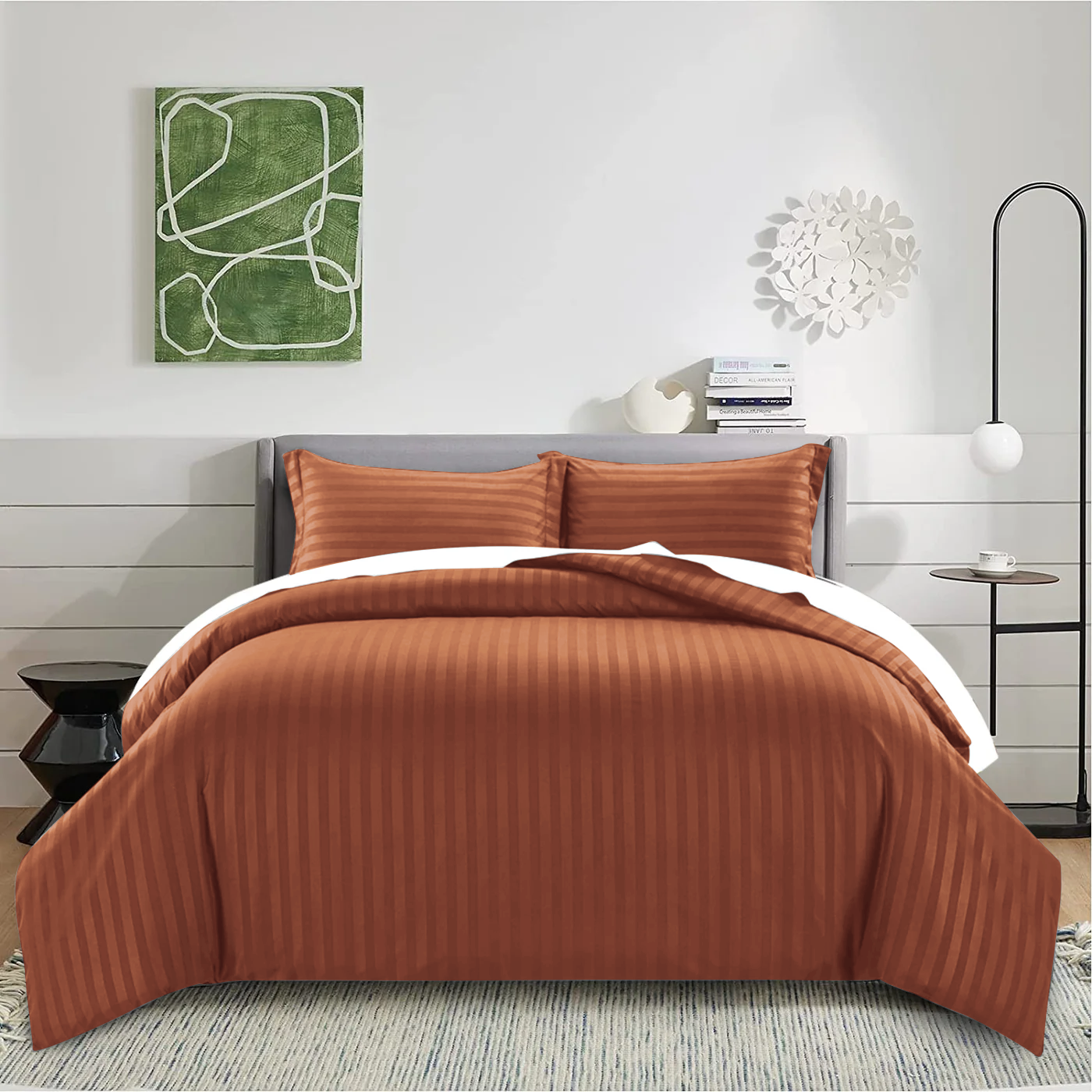 Rust Striped Duvet Cover