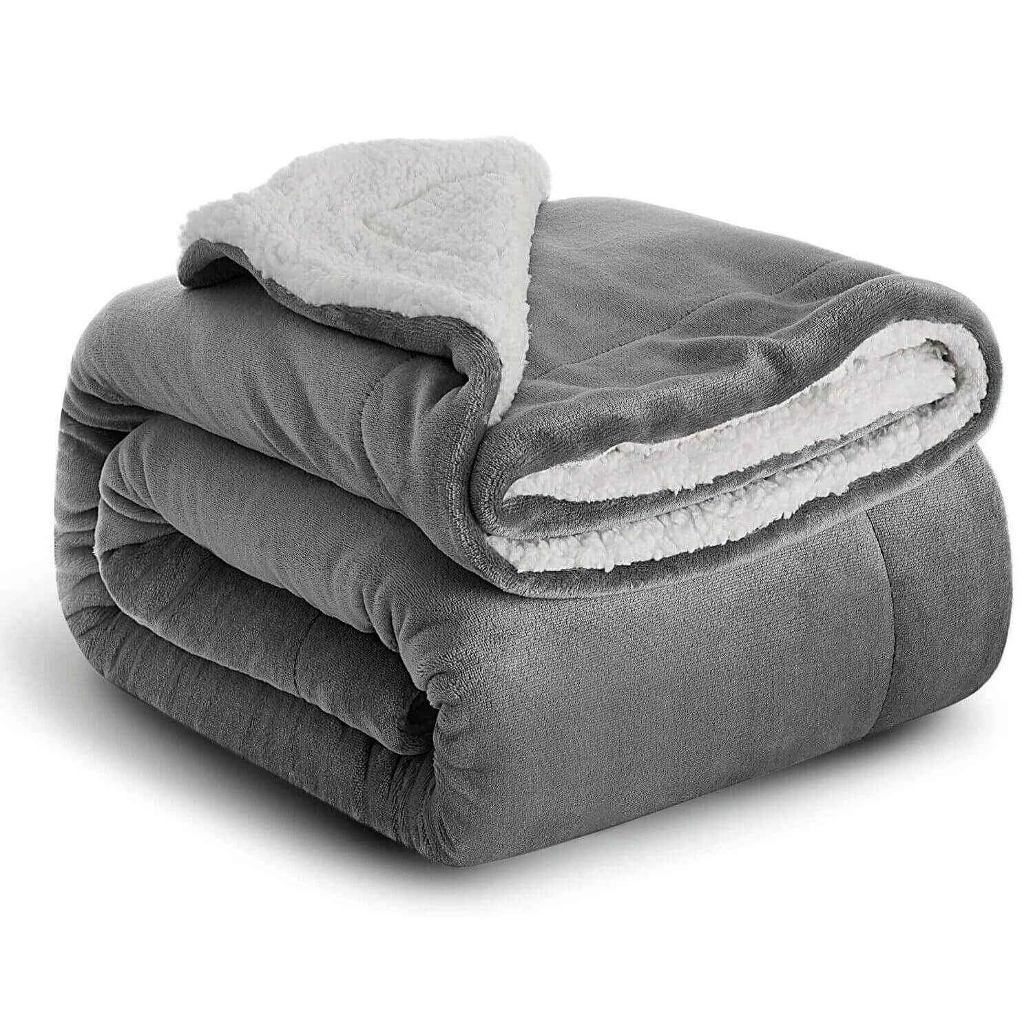 Silver Sherpa Throw Blanket