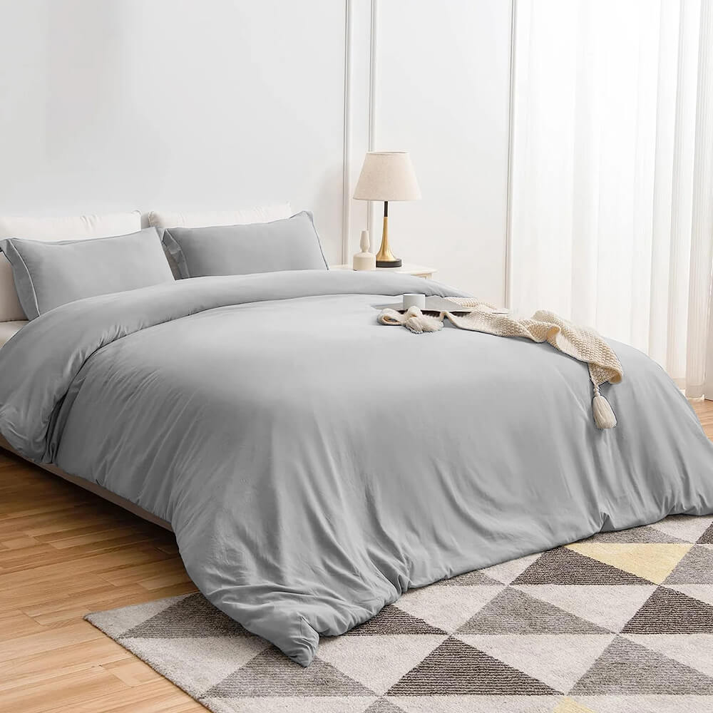 Plain Duvet Cover with Pillowcases Set