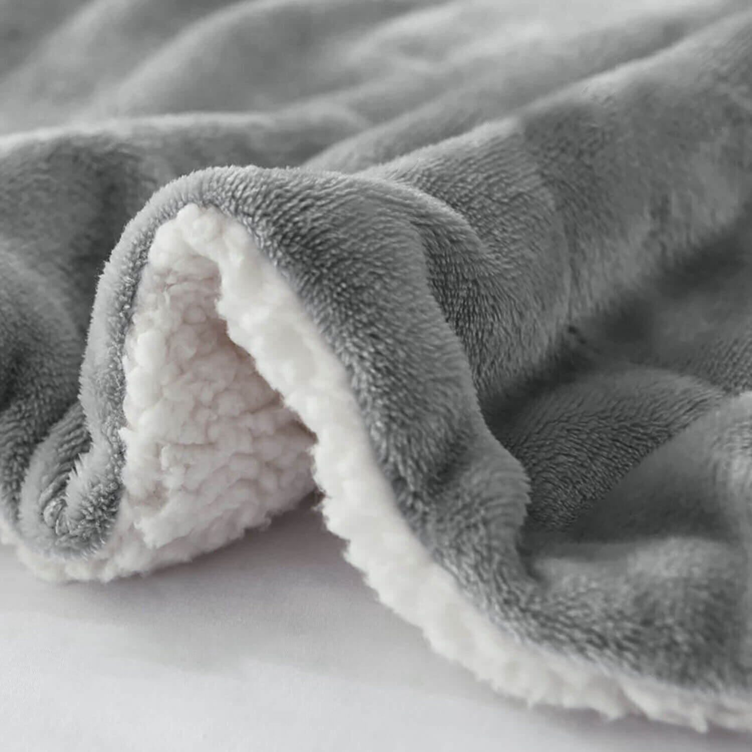 Silver Sherpa Throw Blanket