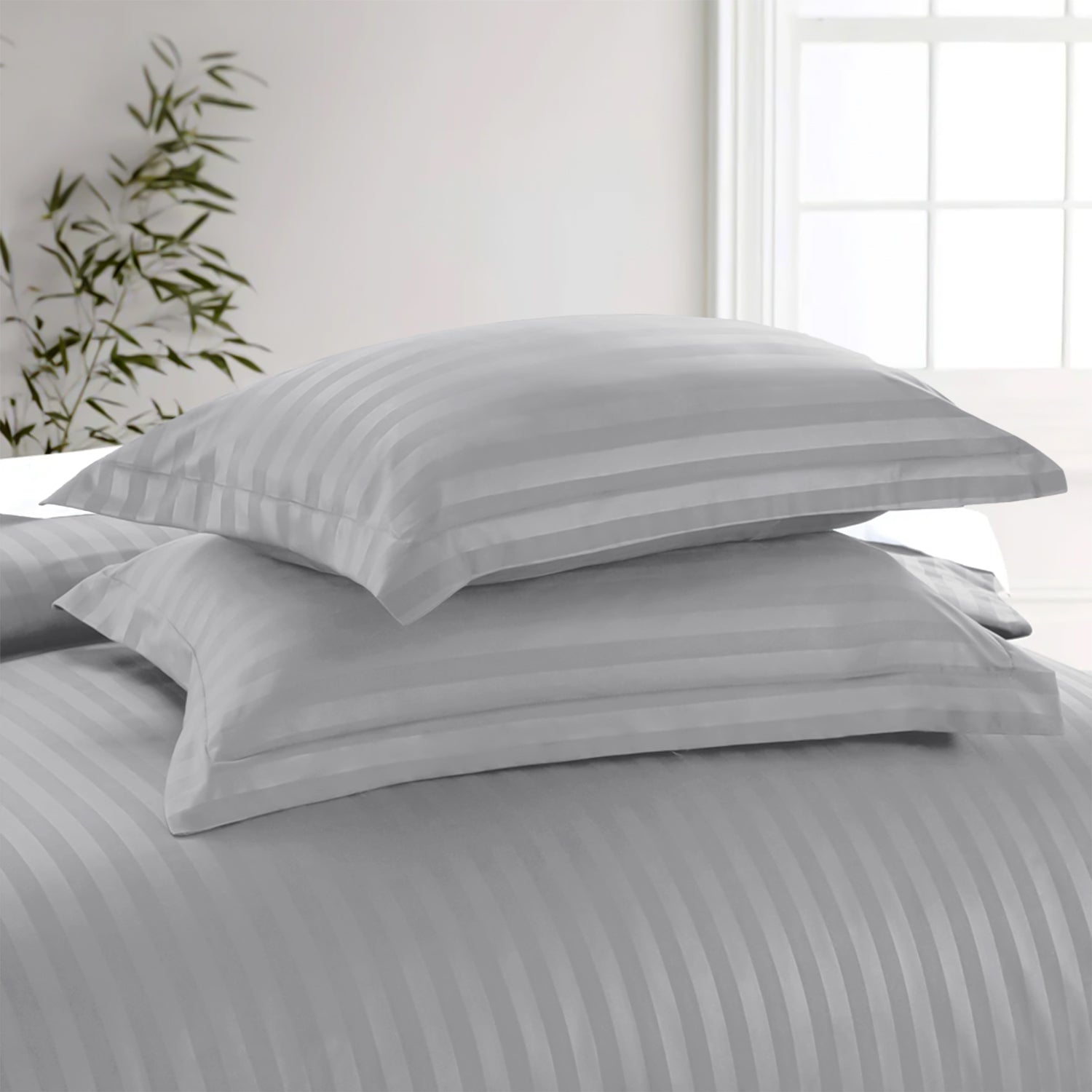 Satin Stripe Duvet Cover Set Luxury Hotel Style Bedding Single Double King Super King Size