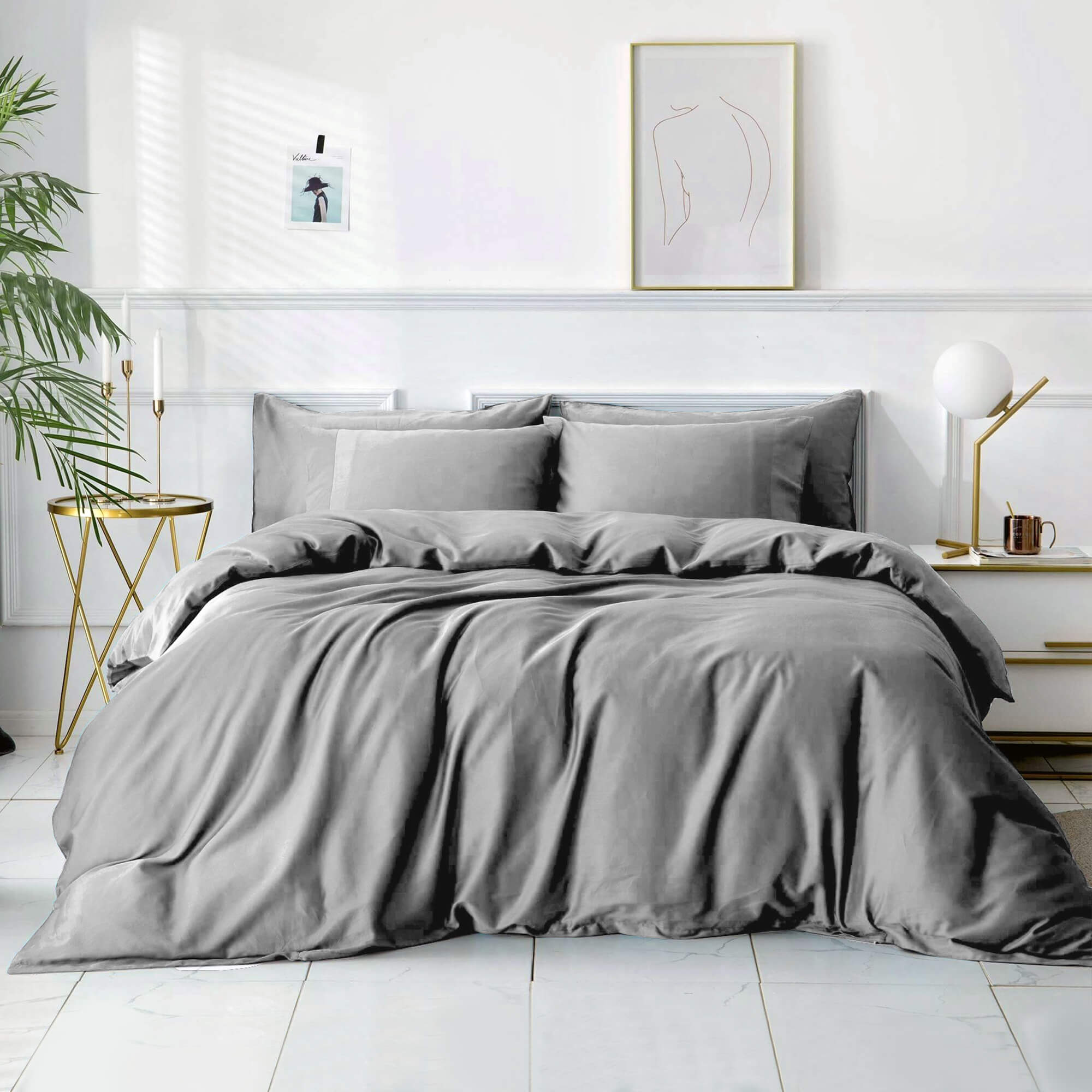 Silver Plain Duvet Cover Set
