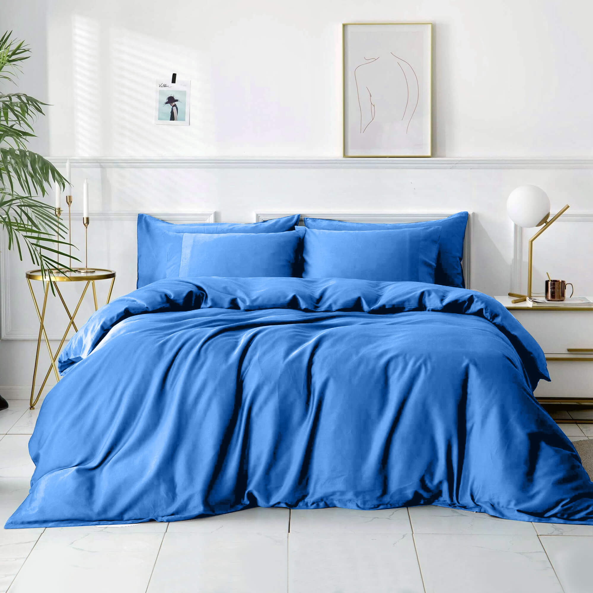 Sky Blue Plain Duvet Cover Set