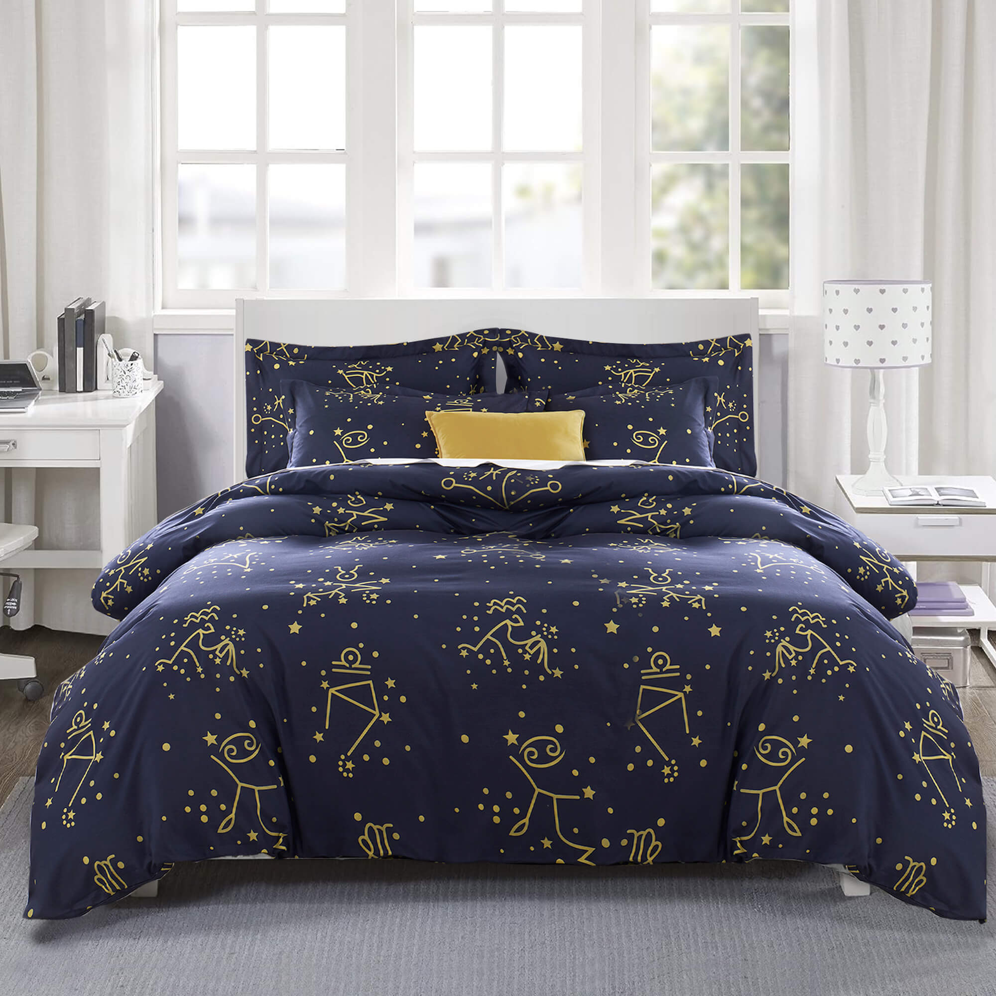 Constellation Star Printed Navy Duvet Cover