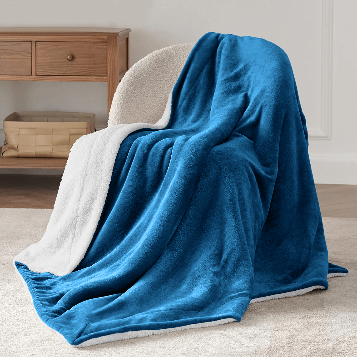 Teal Sherpa Throw Blanket