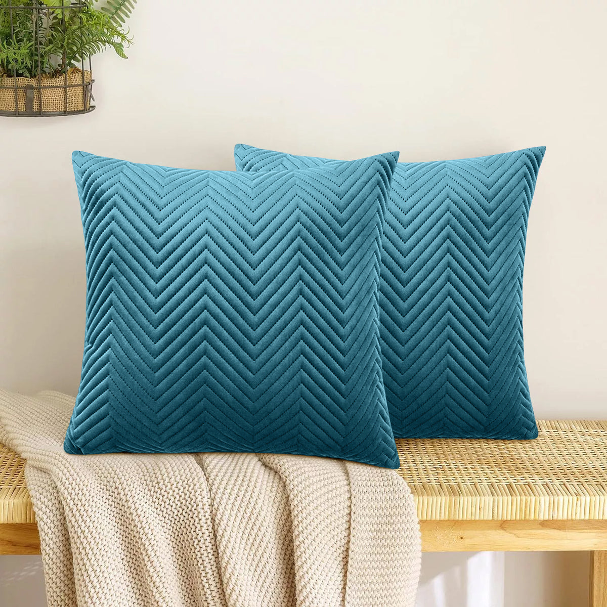 Pack Of 2 Quilted Embossed Cushion Covers