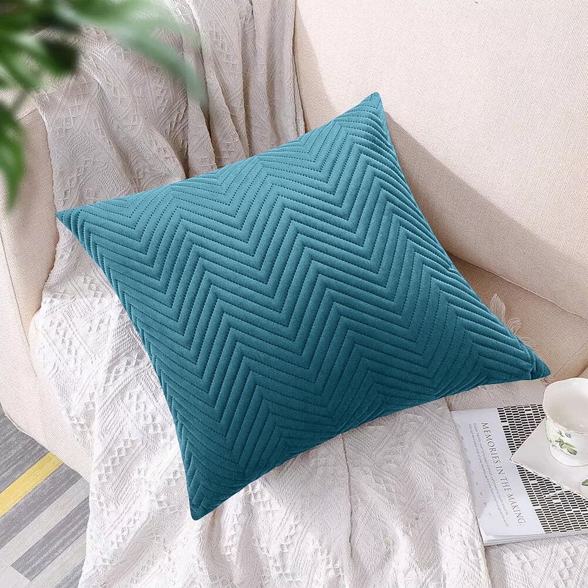 Pack Of 2 Quilted Embossed Cushion Covers