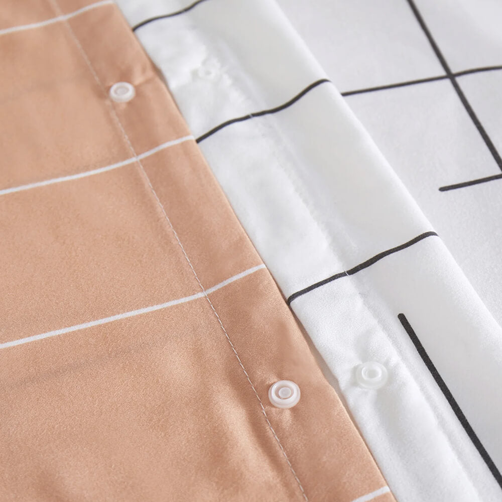 Tile Pattern Printed White Duvet Cover Set