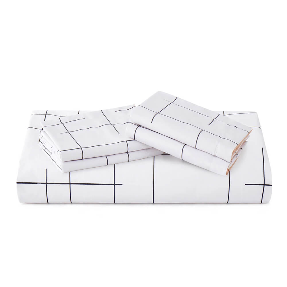 Tile Pattern Printed White Duvet Cover Set