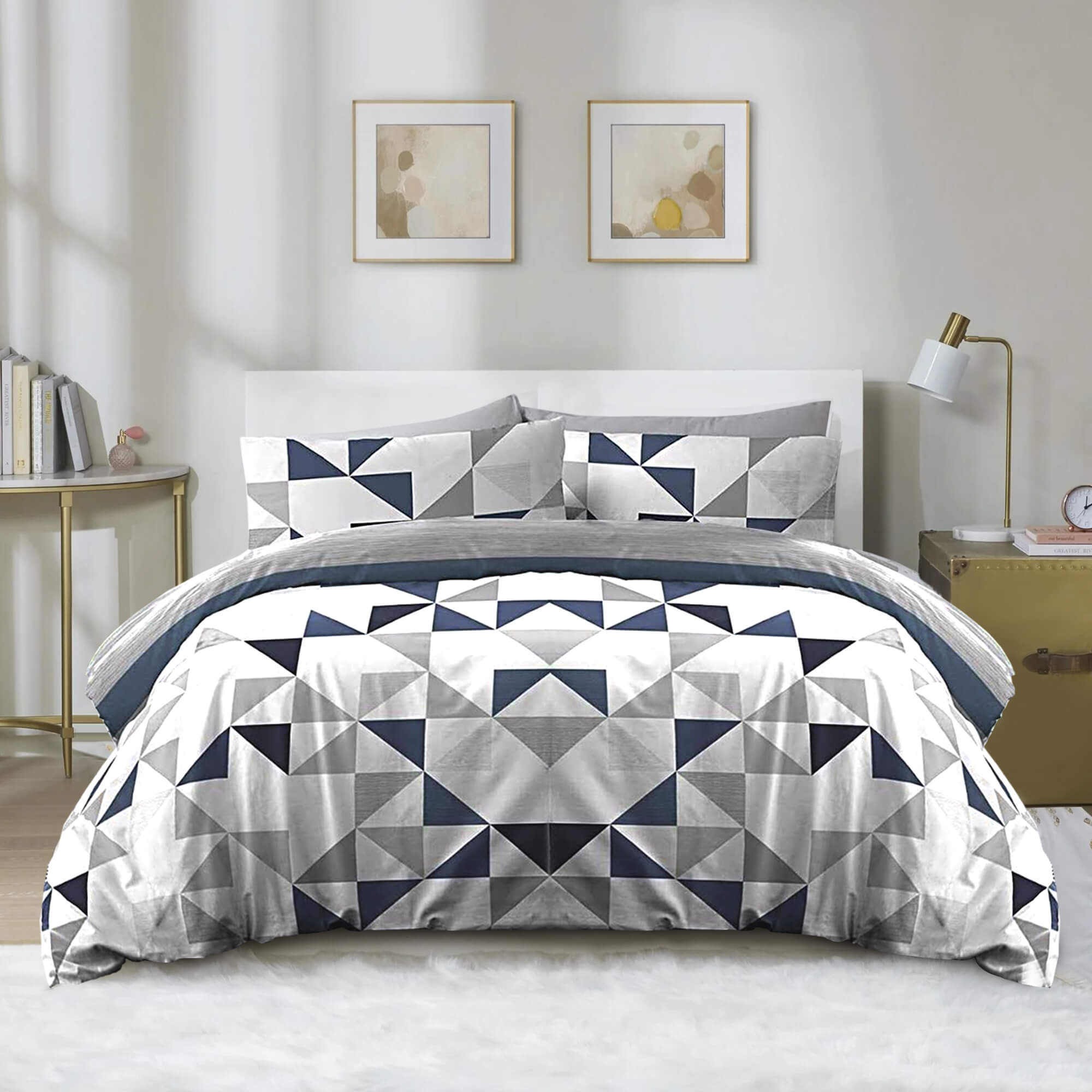 Abstract Triangle Printed Duvet Cover Set