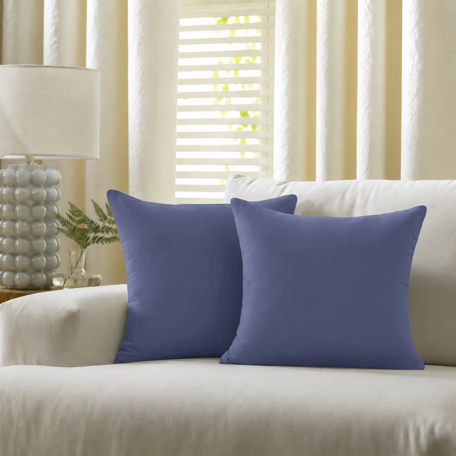 Pair of Microfibre Plain Cushion Covers for Bed & Living Room